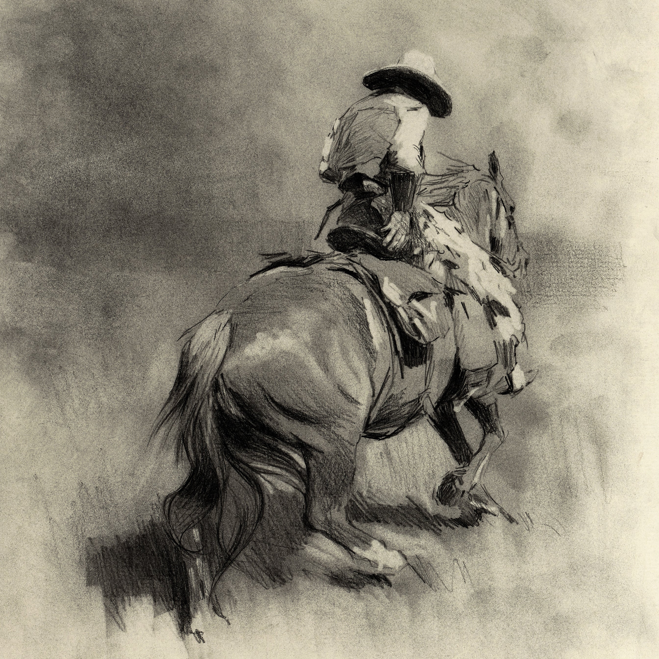 Cowboy Riding Away